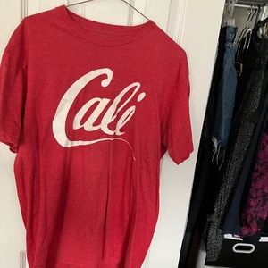 Cali Red Slub Knit Graphic Print T-shirt
